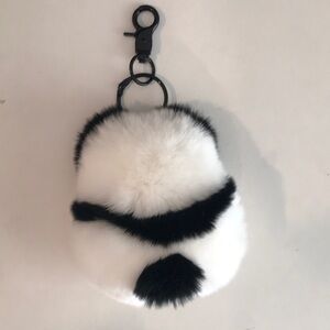 New real rabbit fur panda back key charm